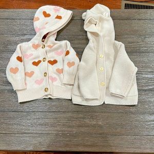 Gently worn  baby girl sweater hoodies- size 6-12 months